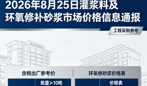 镇赉2026年8月25日灌浆料及环氧修补砂浆市场价格信息通报